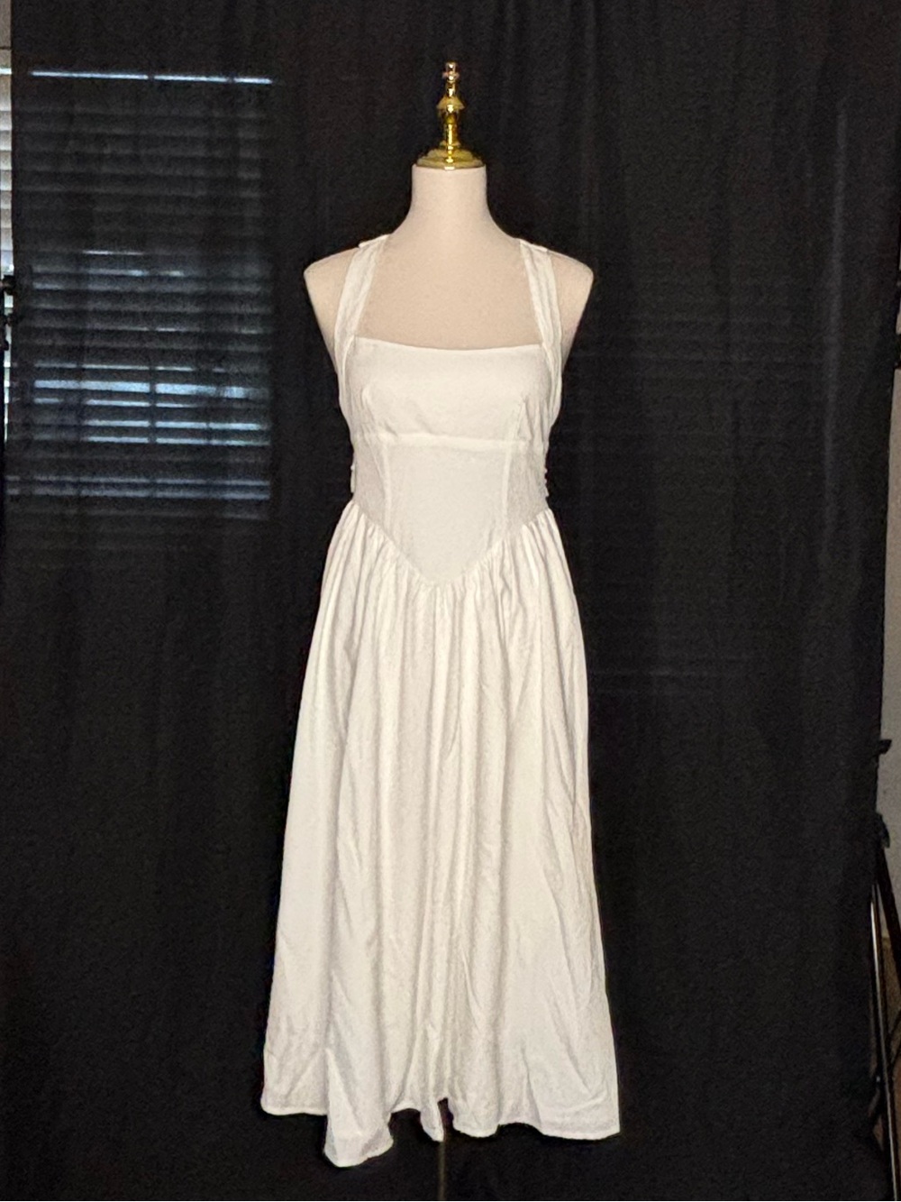 Source Unknown White Halter Midi Dress